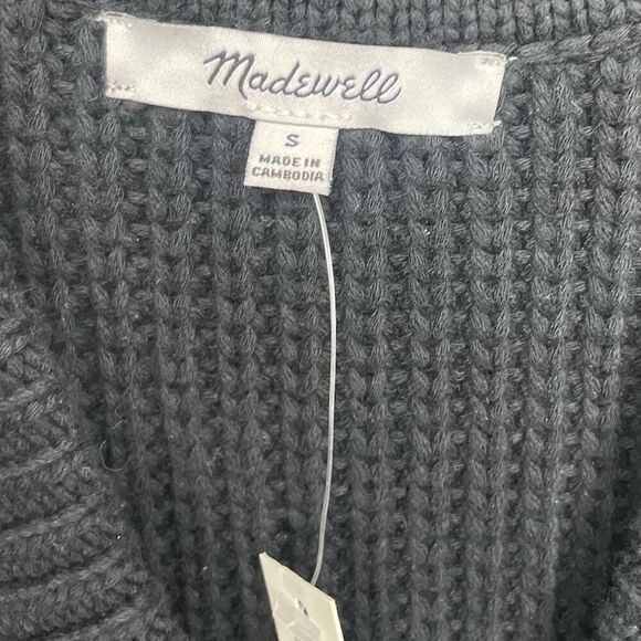 MADEWELL Cutaway Sweater Vest Women Small Black Button Up NEW Cotton Blend NQ338 - Picture 8 of 11